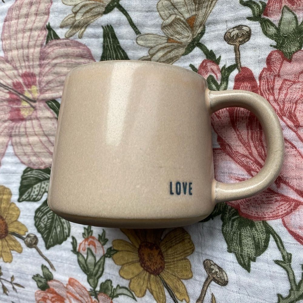 Hearth & Hand Tan Ceramic Mug with 'Love' Text